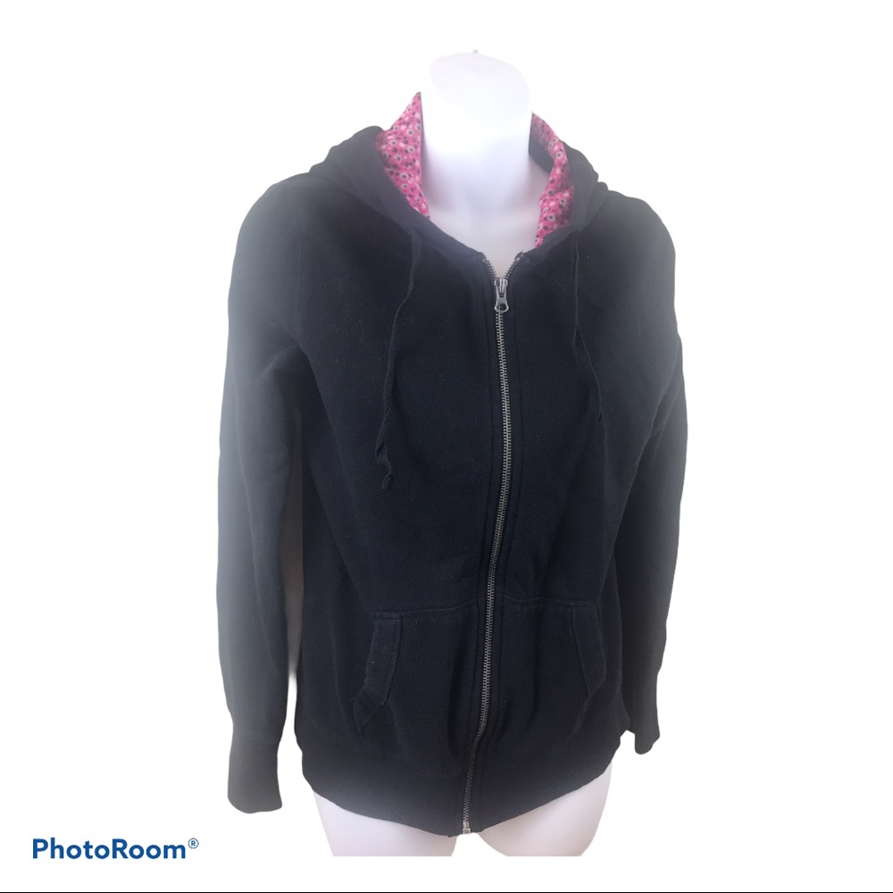 HOPE Hoodie Black Zip Front Medium Pockets